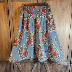 African print midi skirt with